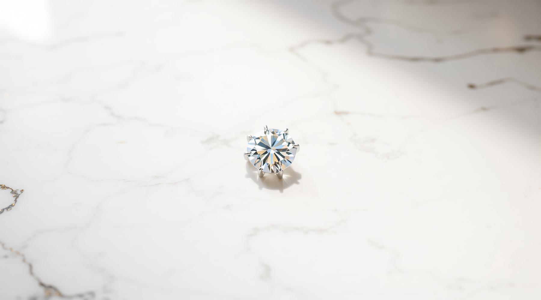 Luxury diamond on white marble surface