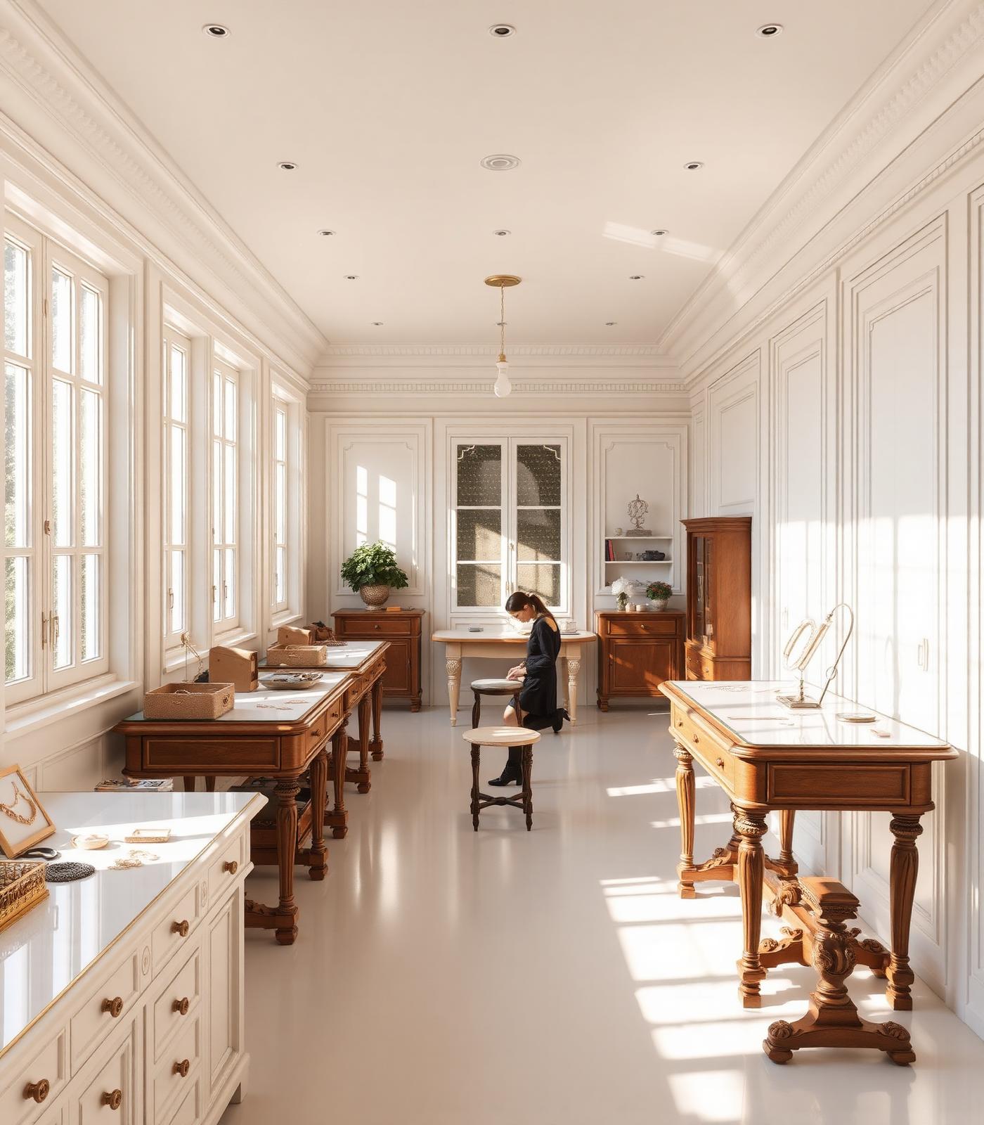 Bright, sunlit Netaji Jewels workshop interior